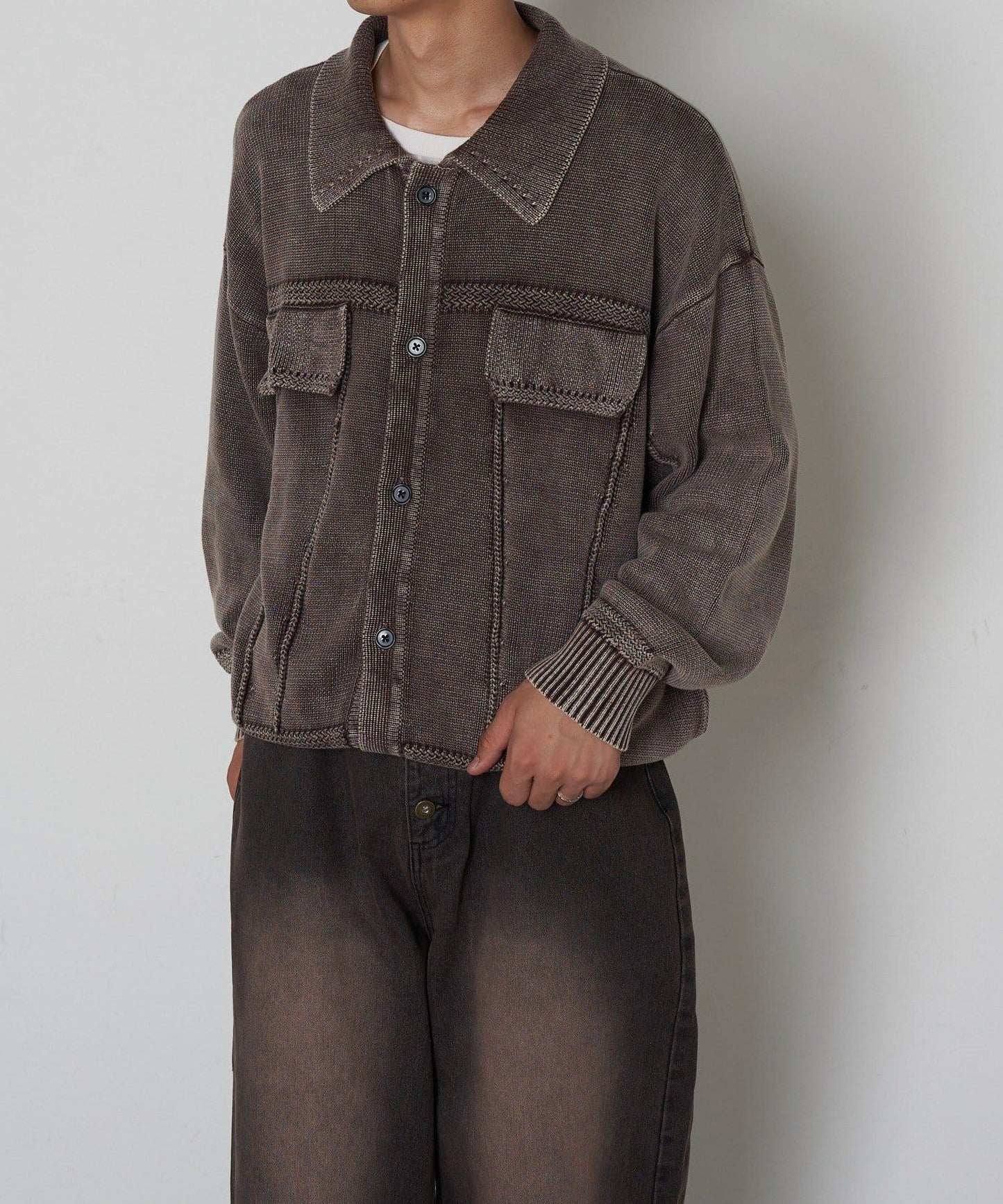 復古風針織夾克