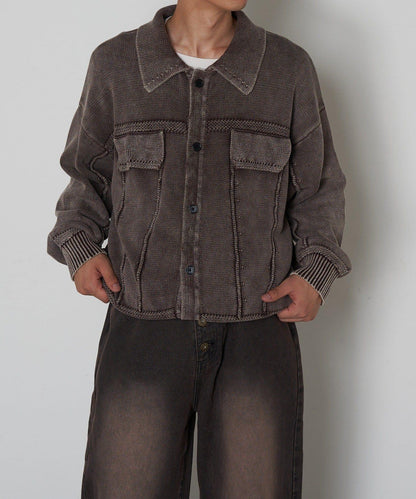 復古風針織夾克