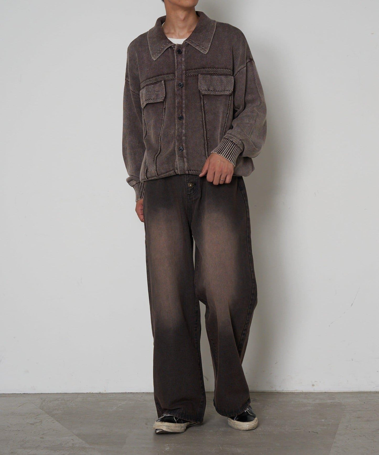 復古風針織夾克