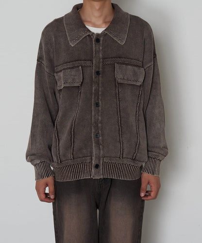 復古風針織夾克