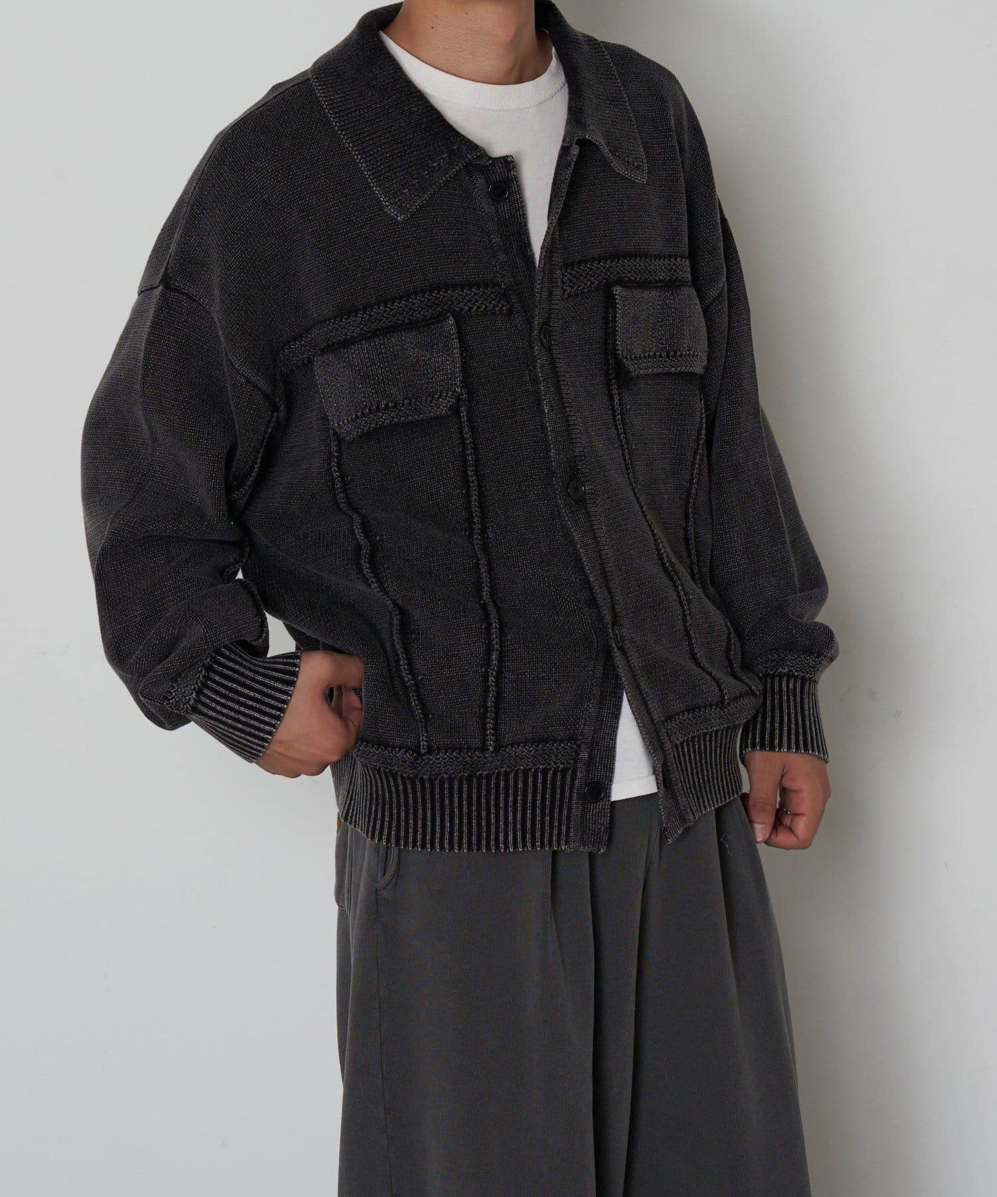 復古風針織夾克