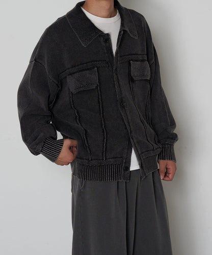 復古風針織夾克