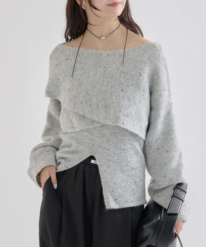 交叉針織開叉吊帶套裝