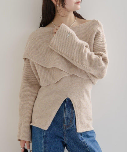 交叉針織開叉吊帶套裝