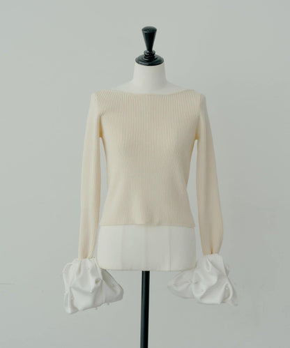 【Chico】泡泡珍珠袖針織衫