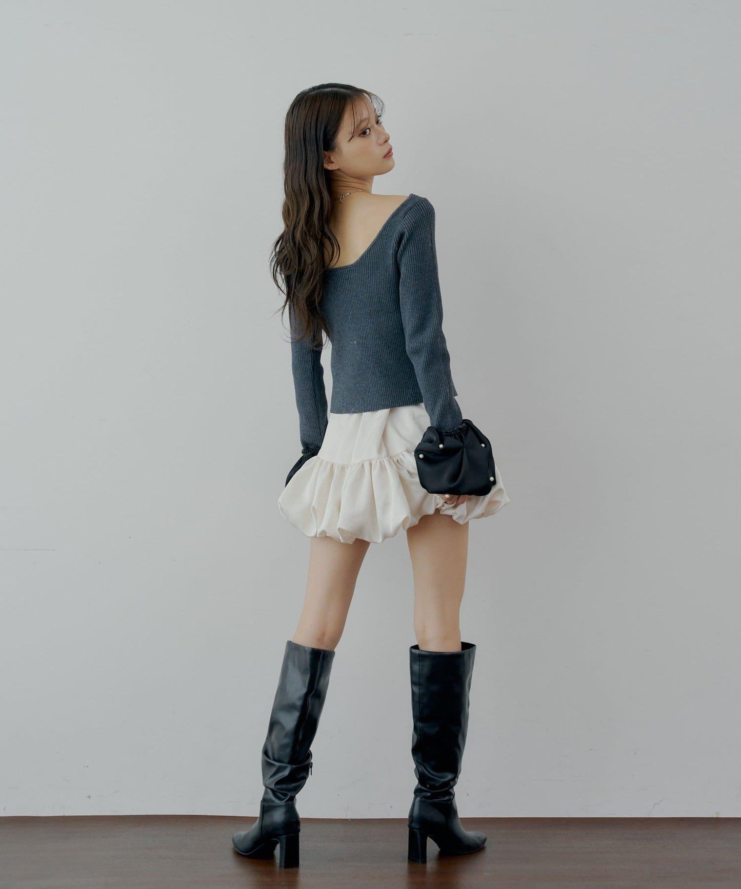 【Chico】泡泡珍珠袖針織衫