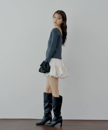 【Chico】泡泡珍珠袖針織衫