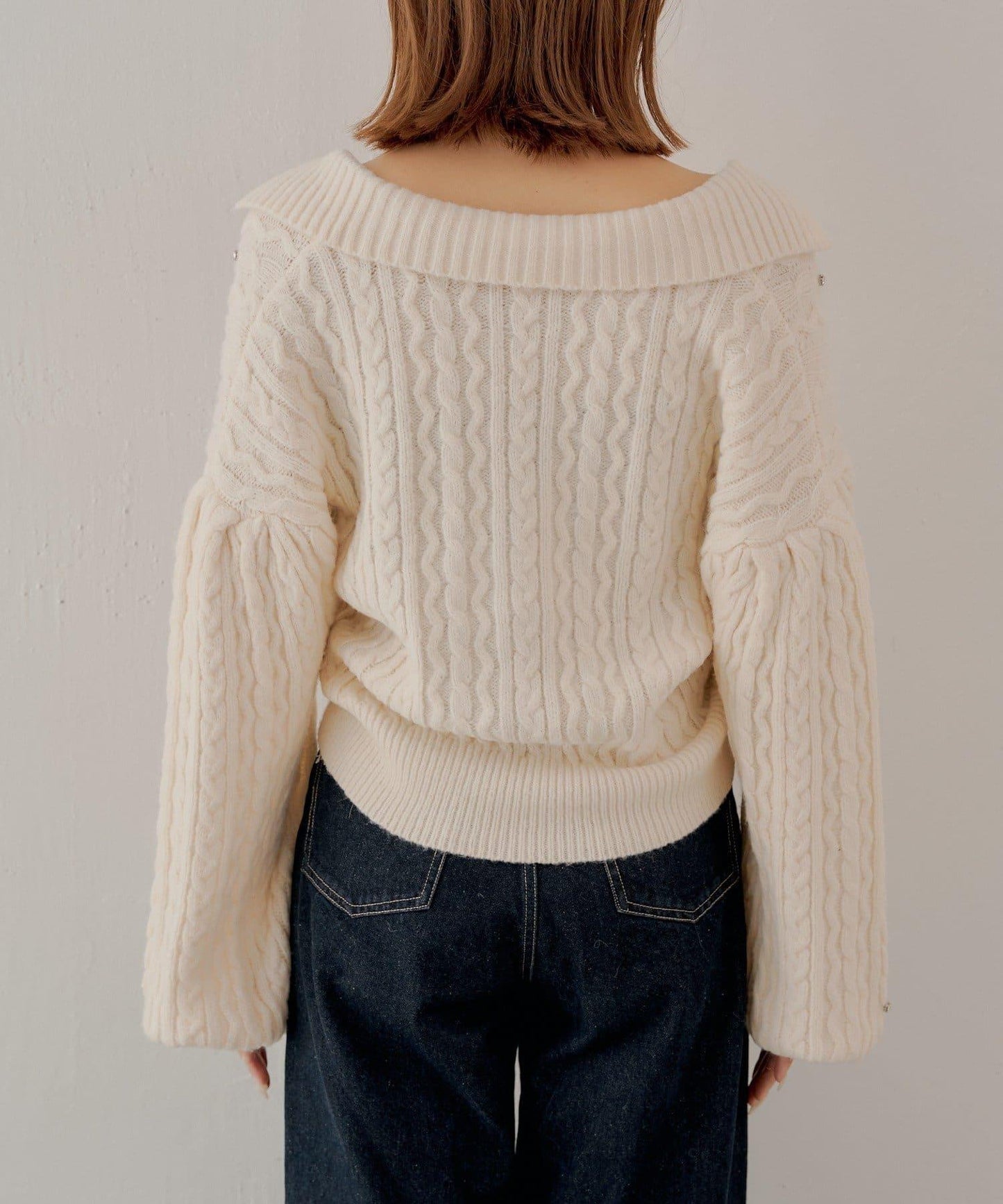 【SALON by Chico】花卉水鑽翻領寬鬆針織開衫