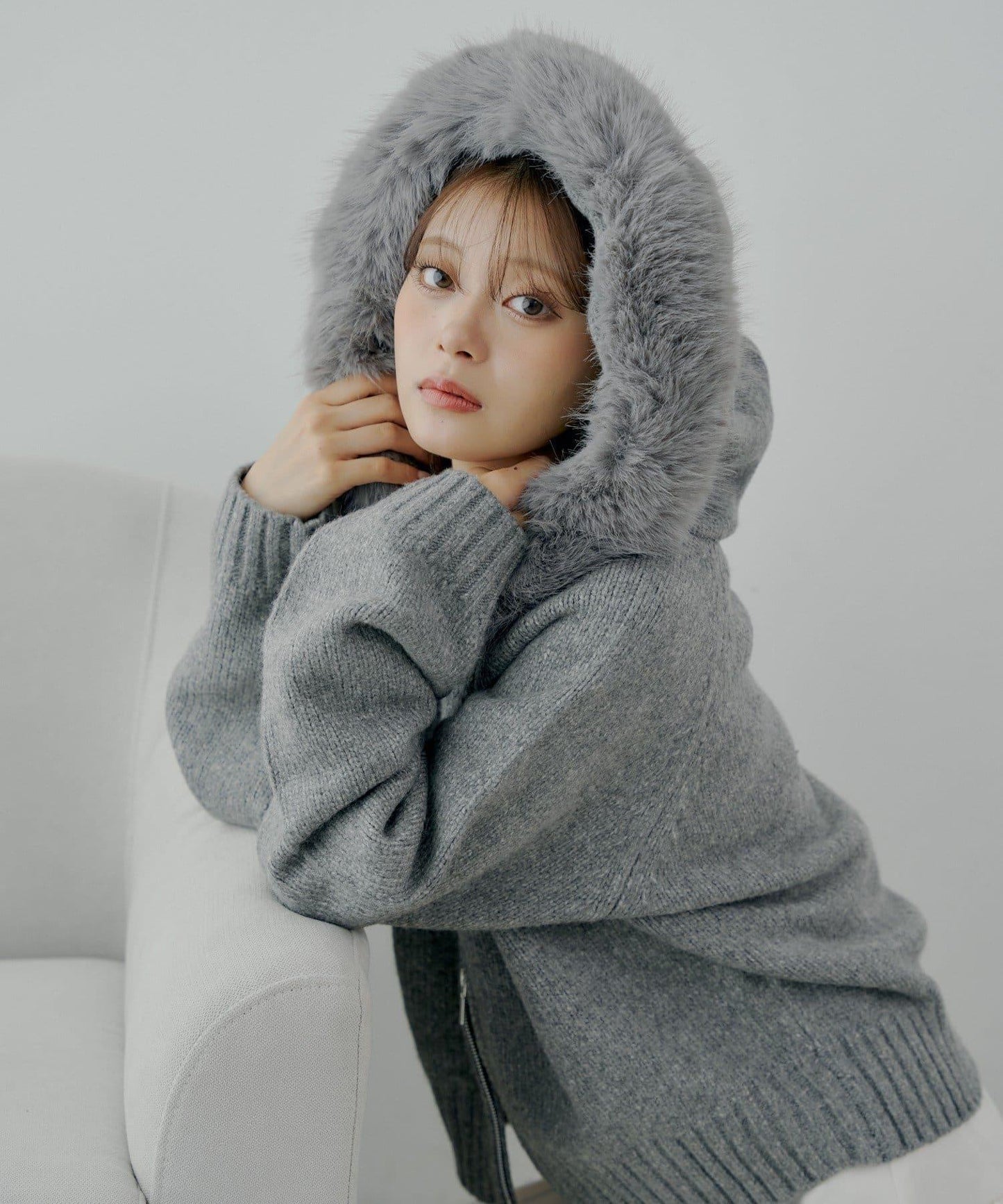 【SALON by Chico】可拆卸毛絨寬鬆雙拉鍊針織開衫