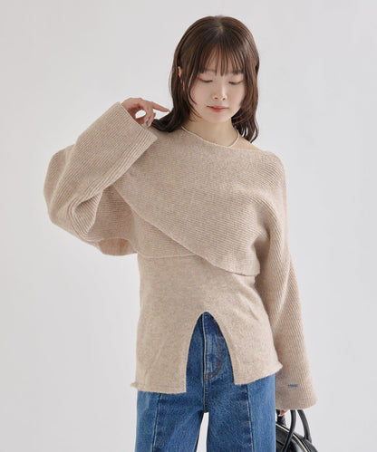 交叉針織開叉吊帶套裝