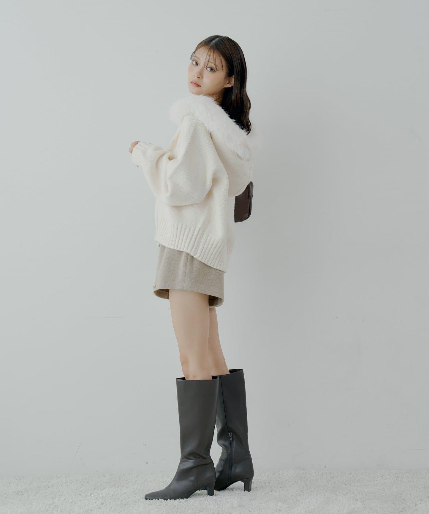 【SALON by Chico】可拆卸毛絨寬鬆雙拉鍊針織開衫