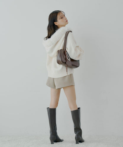 【SALON by Chico】可拆卸毛絨寬鬆雙拉鍊針織開衫