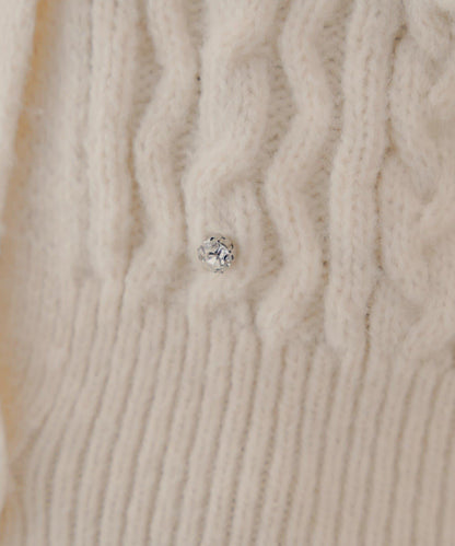 【SALON by Chico】花卉水鑽翻領寬鬆針織開衫