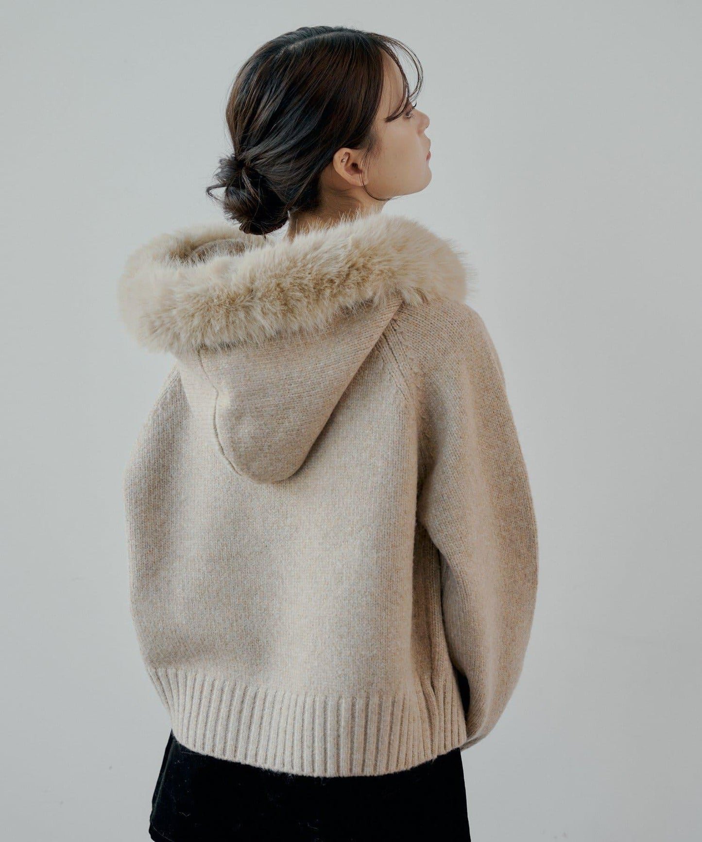 【SALON by Chico】可拆卸毛絨寬鬆雙拉鍊針織開衫