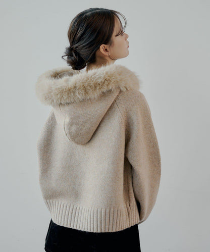 【SALON by Chico】可拆卸毛絨寬鬆雙拉鍊針織開衫