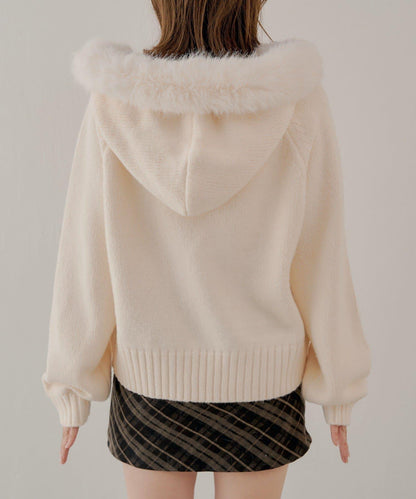 【SALON by Chico】可拆卸毛絨寬鬆雙拉鍊針織開衫