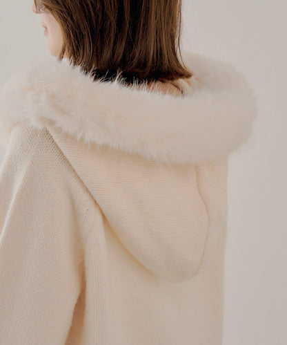 【SALON by Chico】可拆卸毛絨寬鬆雙拉鍊針織開衫