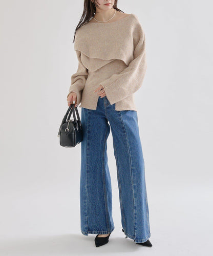 交叉針織開叉吊帶套裝