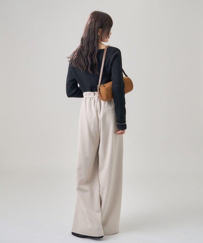 帶飾牌圓領羅紋針織衫