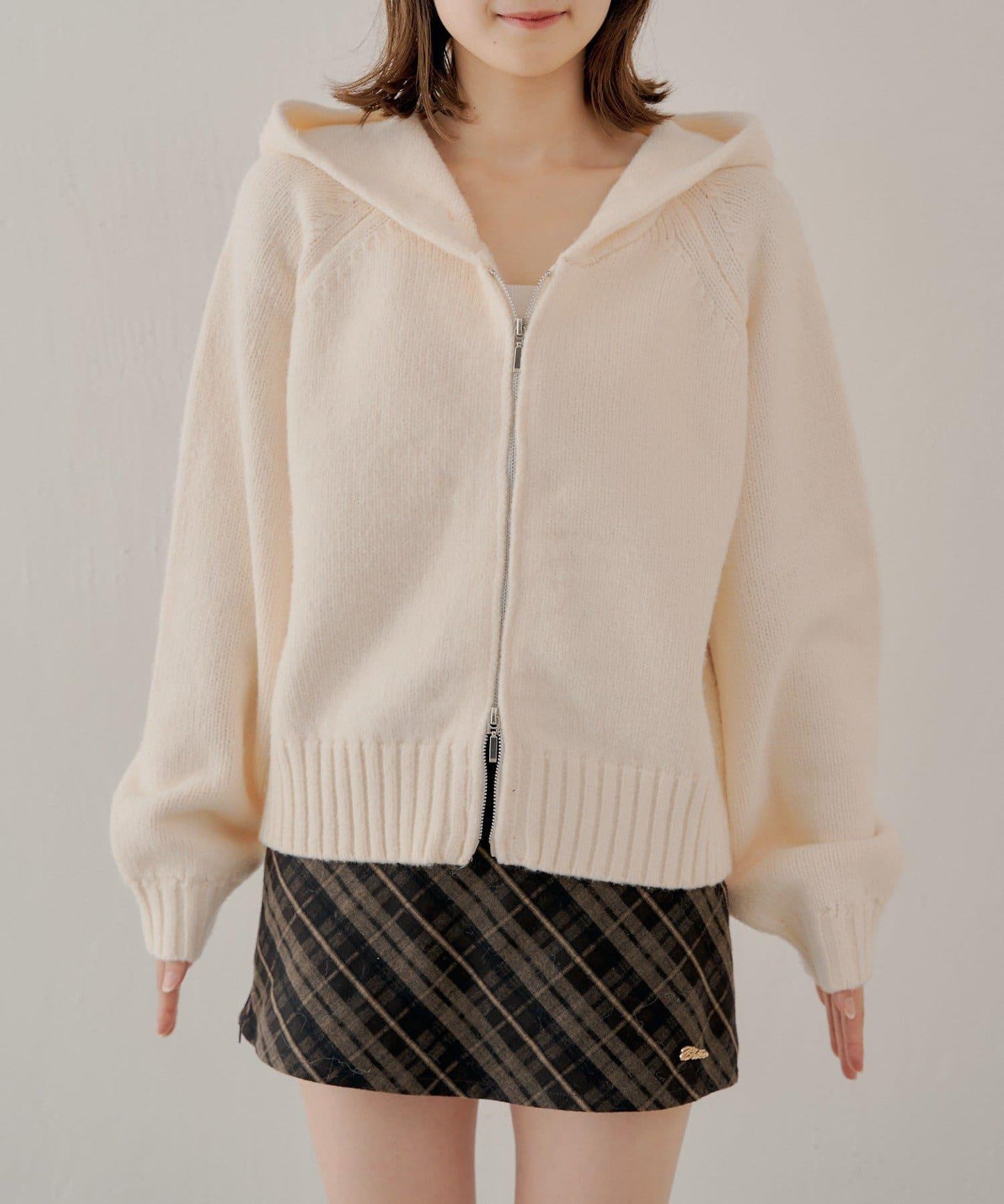 【SALON by Chico】可拆卸毛絨寬鬆雙拉鍊針織開衫