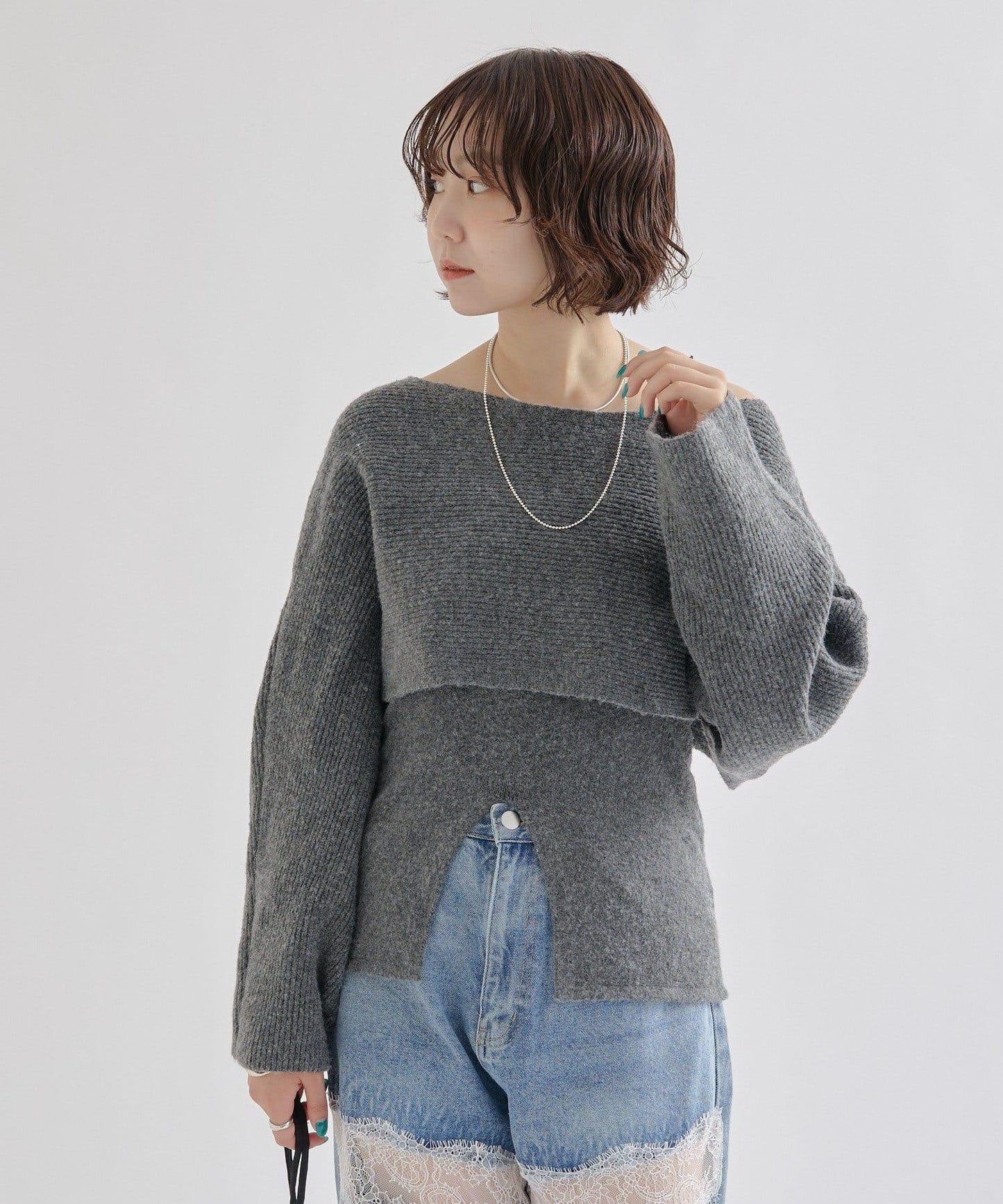 交叉針織開叉吊帶套裝