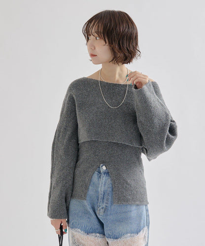 交叉針織開叉吊帶套裝