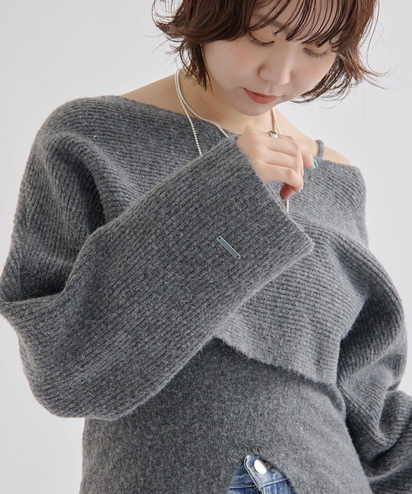 交叉針織開叉吊帶套裝