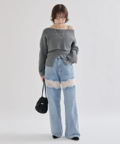 交叉針織開叉吊帶套裝