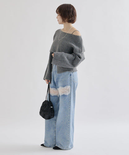 交叉針織開叉吊帶套裝