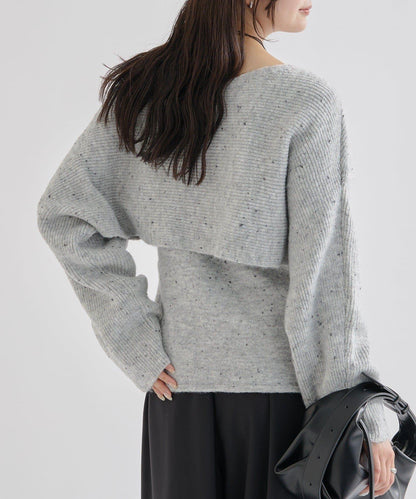 交叉針織開叉吊帶套裝