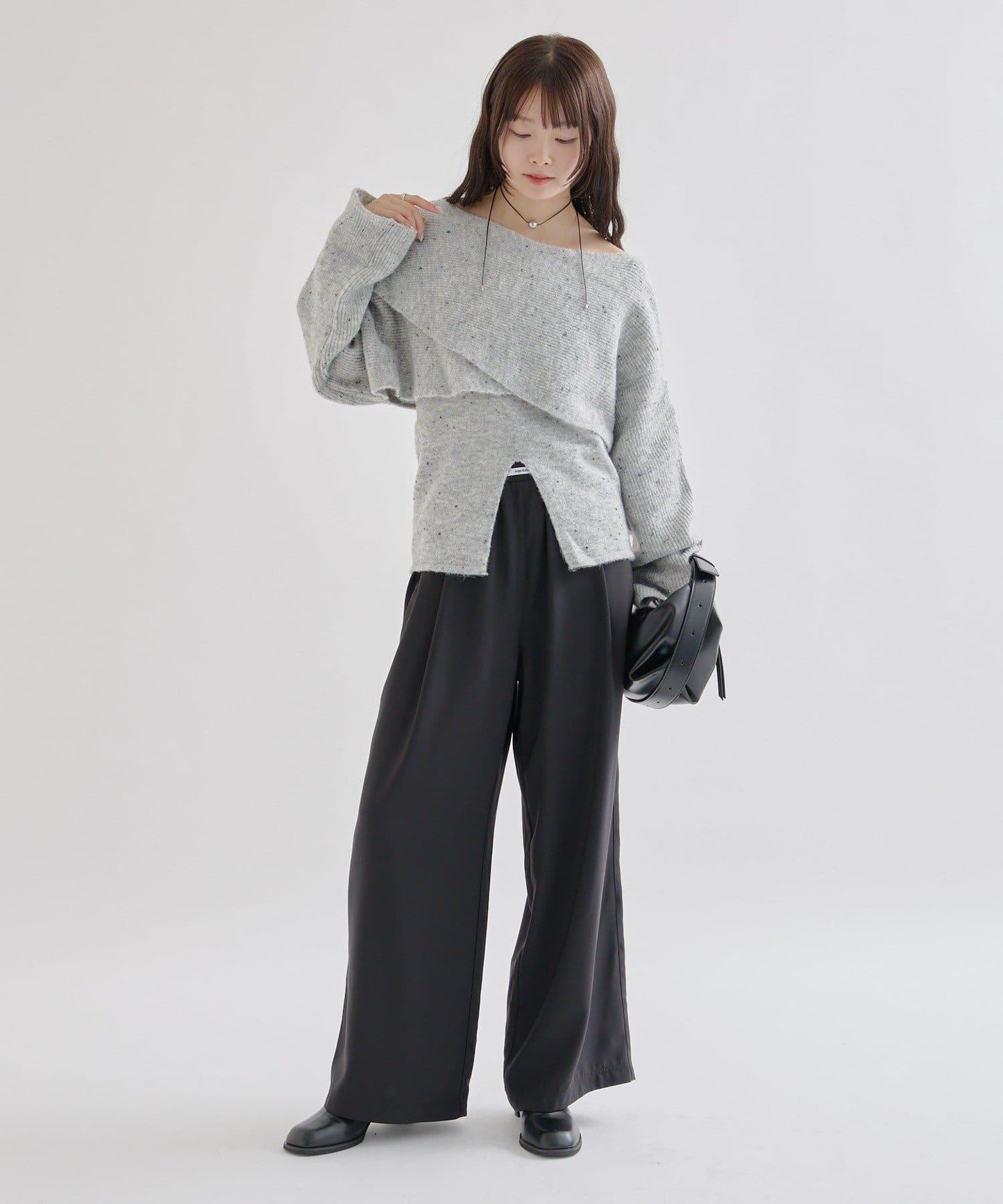 交叉針織開叉吊帶套裝