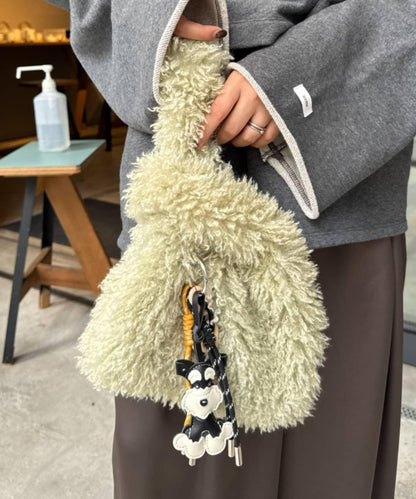 帶登山扣毛絨手提包