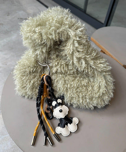 帶登山扣毛絨手提包