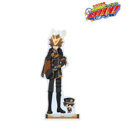 《家庭教師HITMAN REBORN!》 繪製版 沢田綱吉&里包恩 黑色軍裝版 特大亞克力立牌