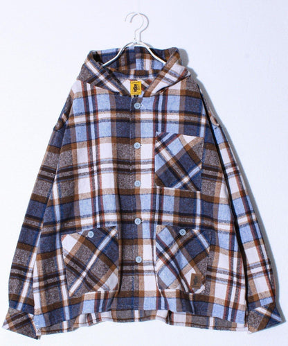 【COBMASTER/コ布馬斯特】磨毛法蘭絨格子連帽襯衫