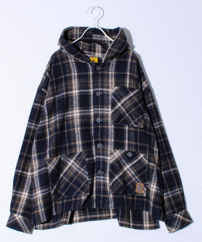 【COBMASTER/コ布馬斯特】磨毛法蘭絨格子連帽襯衫