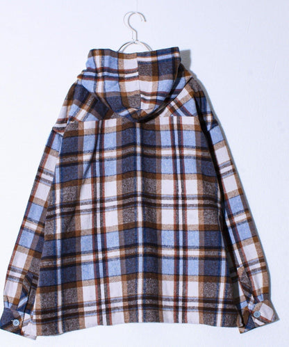 【COBMASTER/コ布馬斯特】磨毛法蘭絨格子連帽襯衫