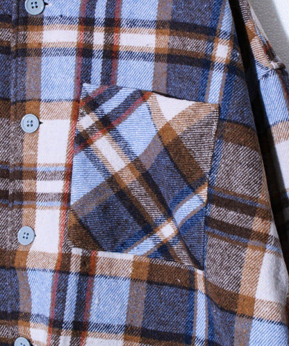 【COBMASTER/コ布馬斯特】磨毛法蘭絨格子連帽襯衫