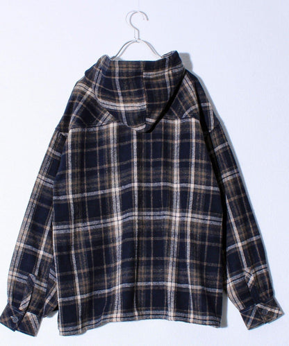 【COBMASTER/コ布馬斯特】磨毛法蘭絨格子連帽襯衫