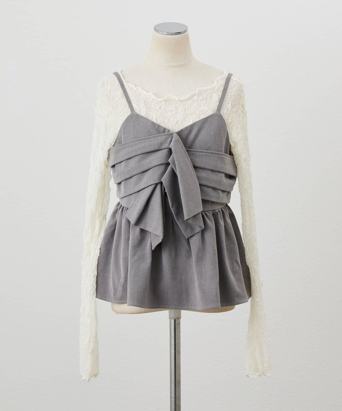 【套裝促銷】【PalClo限定】蝴蝶結吊帶背心&蕾絲波浪邊T恤套裝