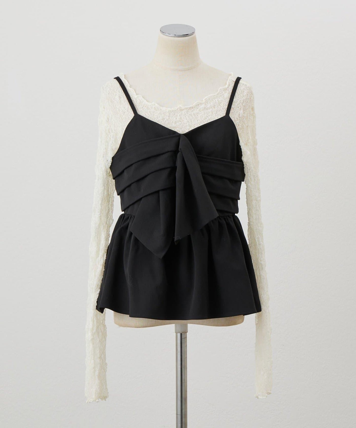 【套裝促銷】【PalClo限定】蝴蝶結吊帶背心&蕾絲波浪邊T恤套裝