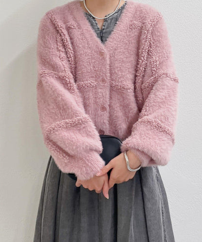 《主役級單品》V領提花開衫