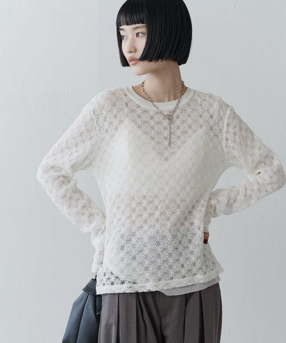 雙面可穿透視蕾絲套頭衫