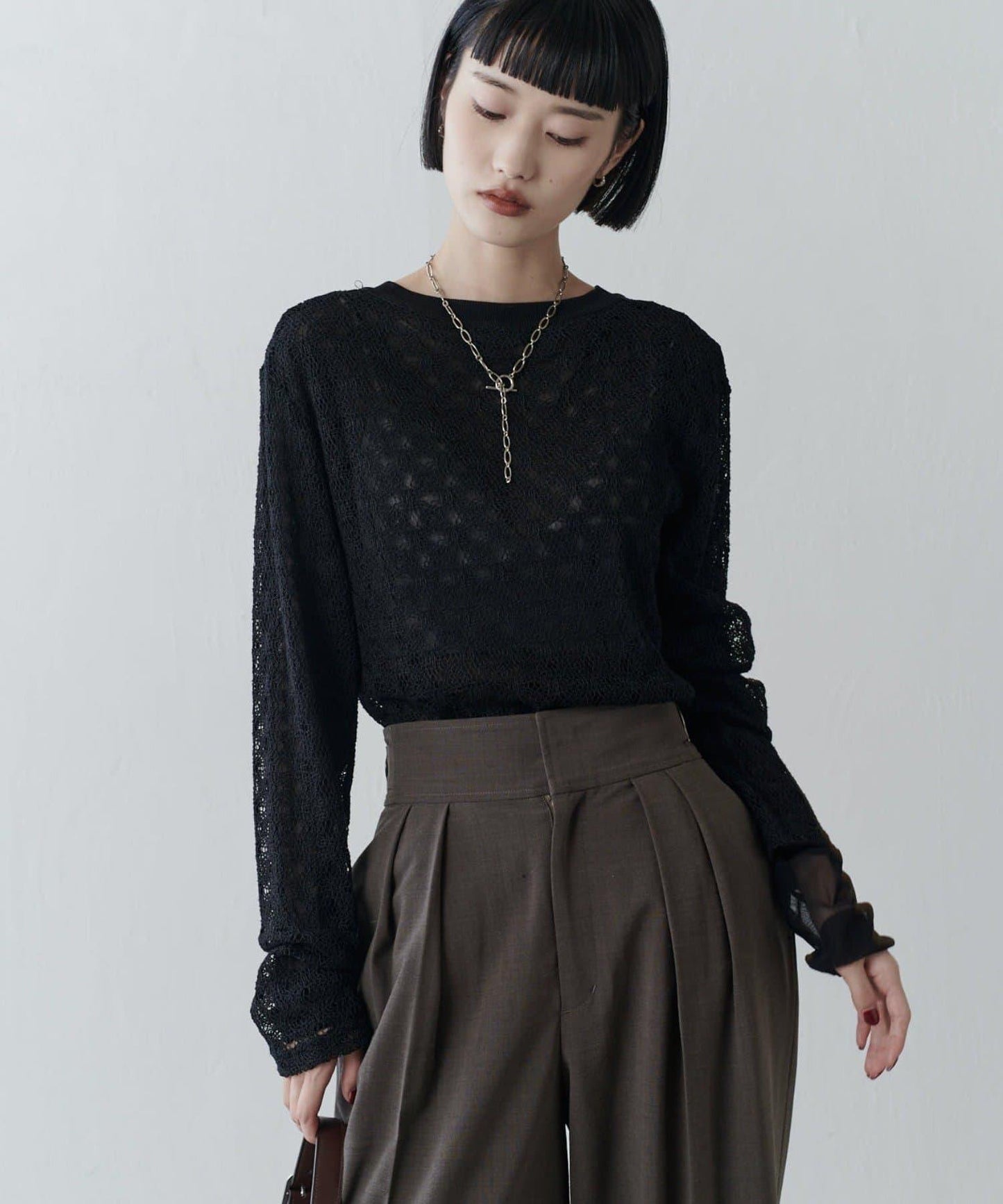 雙面可穿透視蕾絲套頭衫