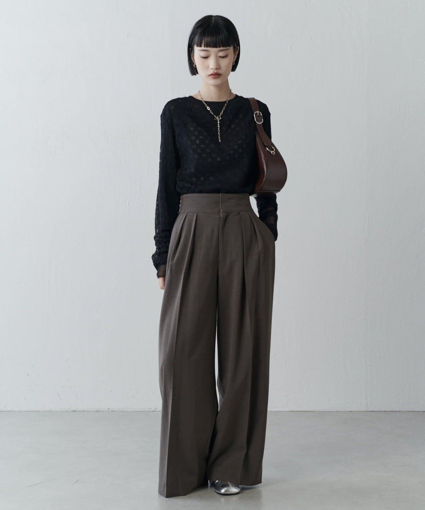 雙面可穿透視蕾絲套頭衫