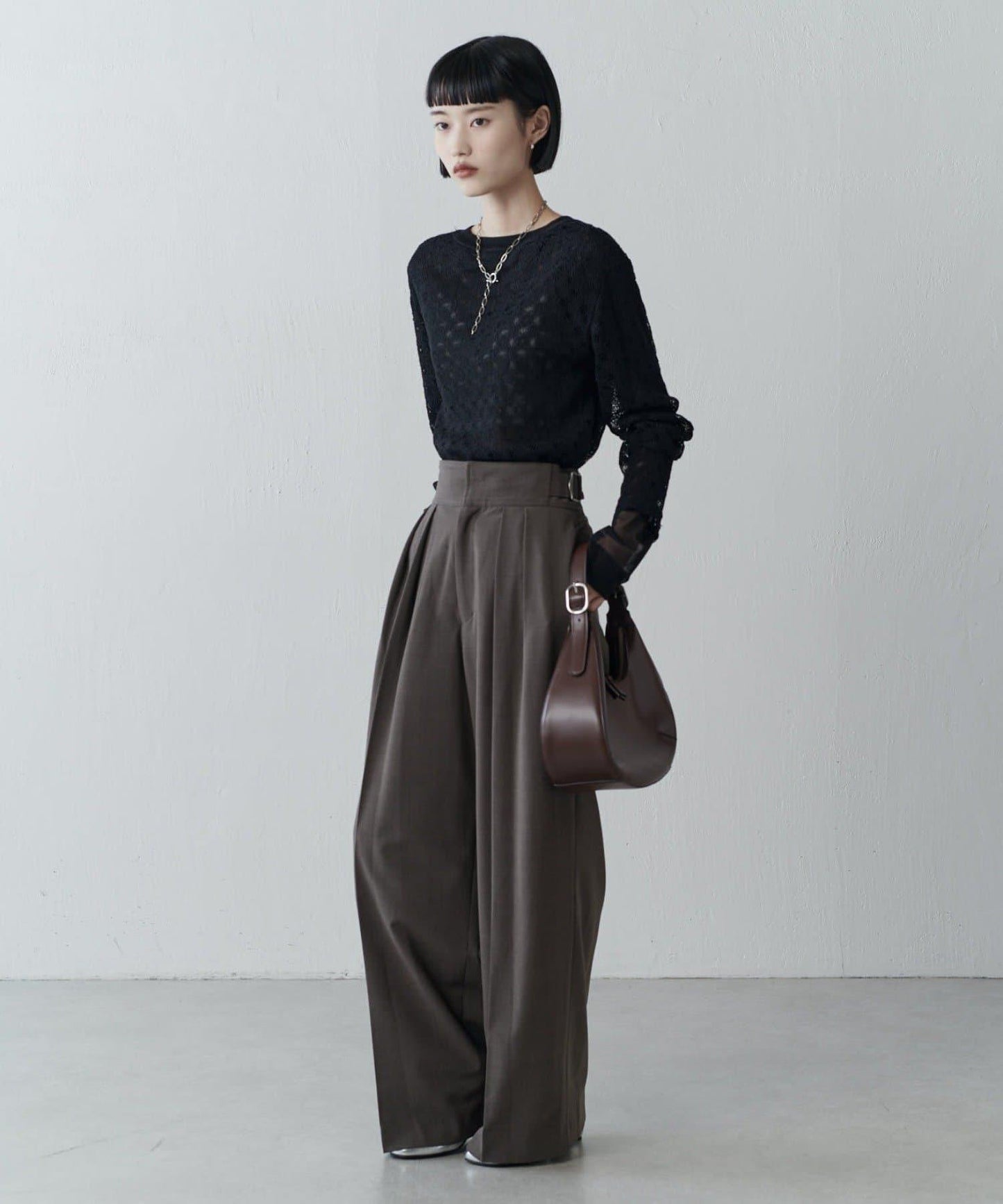 雙面可穿透視蕾絲套頭衫