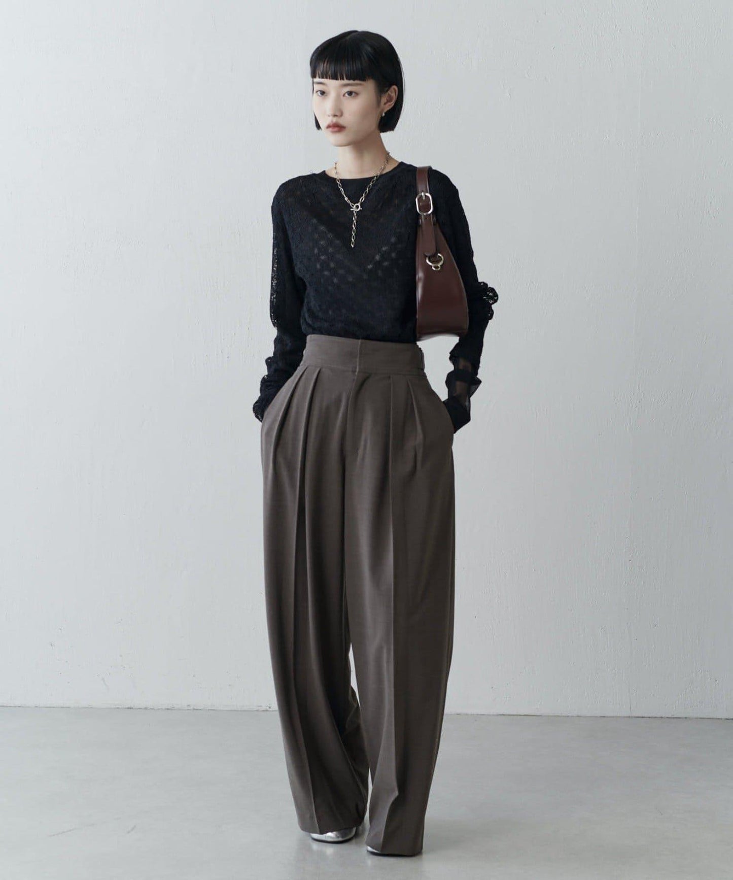 雙面可穿透視蕾絲套頭衫