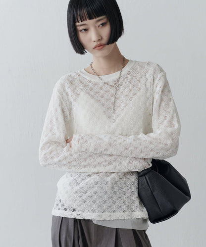 雙面可穿透視蕾絲套頭衫