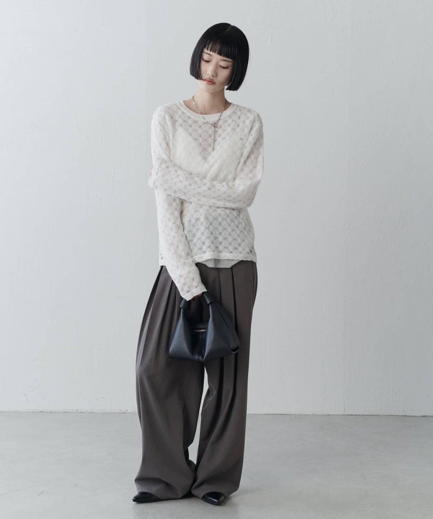 雙面可穿透視蕾絲套頭衫