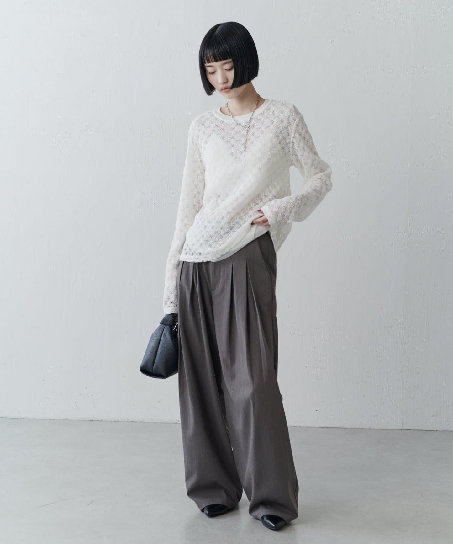 雙面可穿透視蕾絲套頭衫